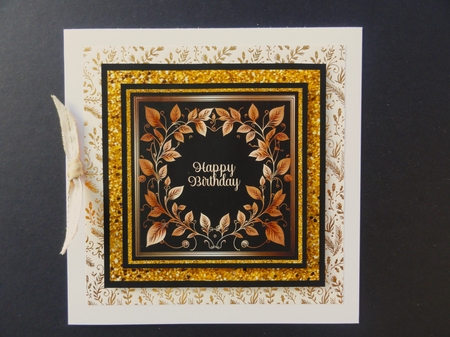 7 x 7 Gold Floral Frame Birthday Toppers x 5 by Valerie Spowart
