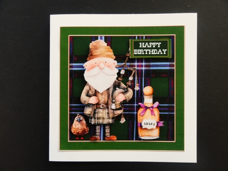 Birthday or burns night green approx 7 x 7  by Valerie Spowart