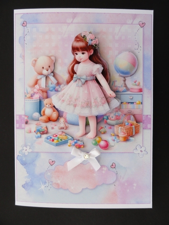 Birthday Girls New Toys A5 Topper and Decoupage by Valerie Spowart