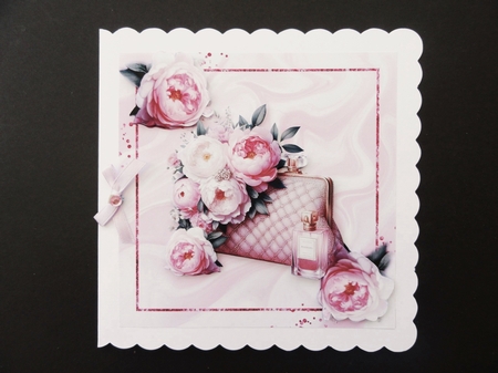 Pretty Pastel Pink Handbag With Perfume And Roses 7x7 by Valerie Spowart