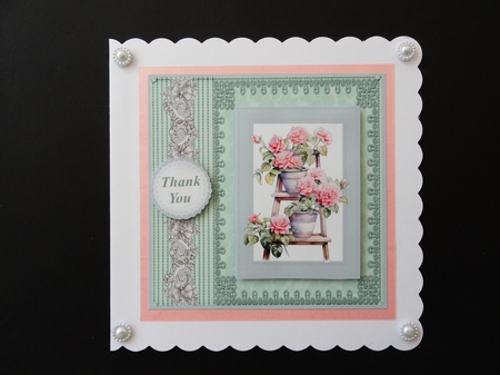 Pink roses stand card front 1 by Valerie Spowart
