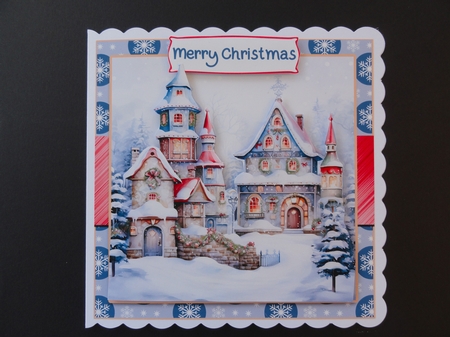 Christmas House 7.5 Inch Card Front with Insert and Sentiments  by Valerie Spowart