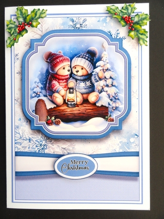A5 Christmas Lantern Teddies 1  by Valerie Spowart