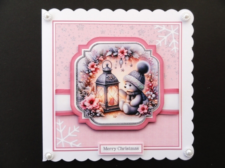 6x6 Pink Christmas Lantern 7 by Valerie Spowart