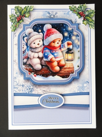 A5 Christmas Lantern Teddies 3 by Valerie Spowart