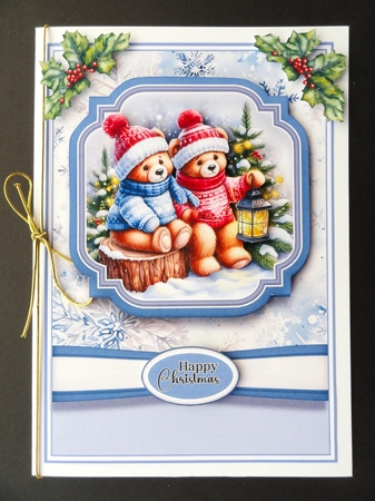 A5 Christmas Lantern Teddies 4 by Valerie Spowart