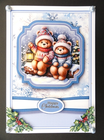 A5 Christmas Lantern Teddies 7 by Valerie Spowart