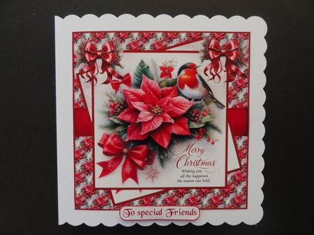 Traditional poinsettias and Robin 7x7 by Valerie Spowart