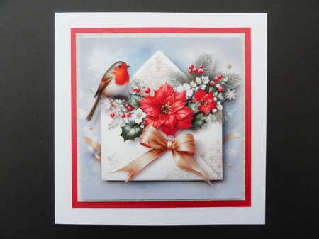 Wishing You A Merry Christmas Robin With Foliage Envelope 6. 9 Piece Card Kit. by Valerie Spowart