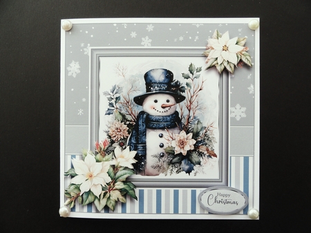 7x7 Vintage Snowmen 4 Card Front with Sentiments and Gift Tag by Valerie Spowart