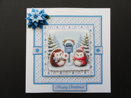 Hedgehog Post Blue 4 Decoupage Card Kit by Valerie Spowart