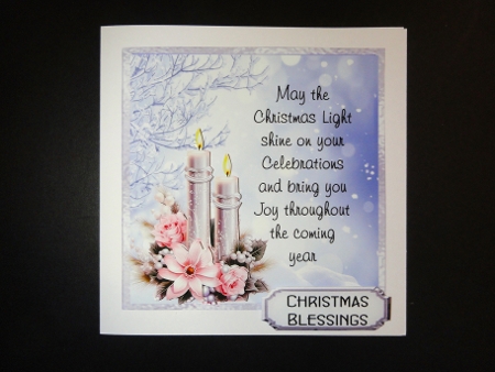 Candles for Christmas 3 - 6x6 inch card front with decoupage   by Valerie Spowart