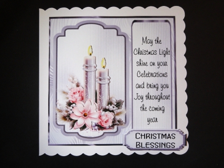 Candles for Christmas 4 - 6x6 inch card front with decoupage   by Valerie Spowart