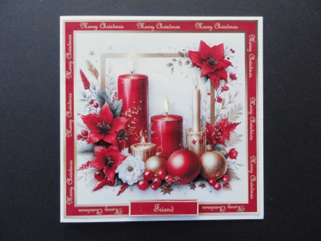 8 x 8 Christmas candles quick card front (White). by Valerie Spowart
