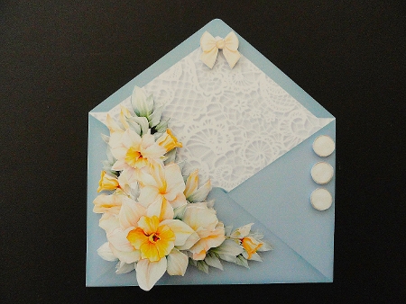 Daffodil Birthday 7x 7 Envelope Shaped Card by Valerie Spowart
