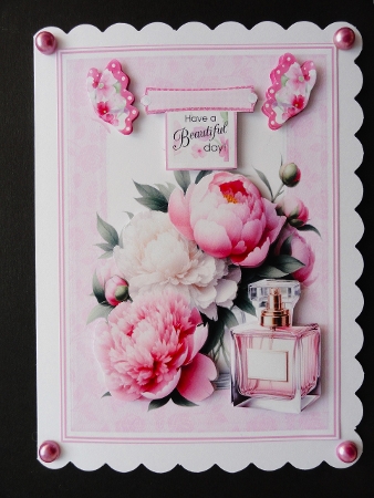 A4 SIZE CARDFRONT PERFUME PEONIES by Valerie Spowart