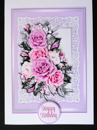 All Occasions Pink Romantic Roses 5 x 7 Card by Valerie Spowart