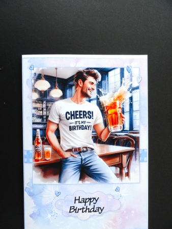 Cheers! Its My Birthday! Male  A5 Topper and Decoupage by Valerie Spowart