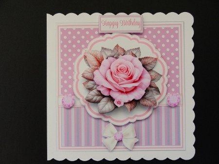 Pink Rose 7 x 7 Card by Valerie Spowart