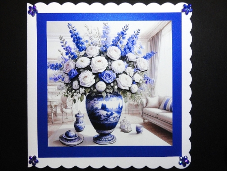 White & Bleu Flowers - Illustrations for Cards by Valerie Spowart