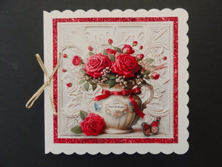 Red Roses Anniversary 7 x 7 Card by Valerie Spowart