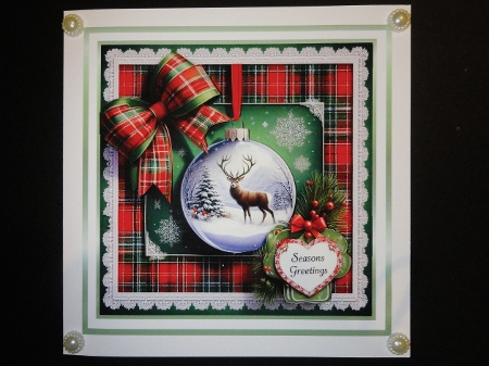 snowscene stag bauble 4 by Valerie Spowart