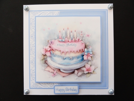 Cake Time Card Front With Matching Gift Tags 6x6 by Valerie Spowart
