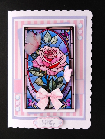 Lovely Rose Stained Glass Window by Valerie Spowart