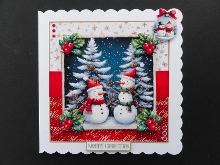 Festive Snow people by Valerie Spowart