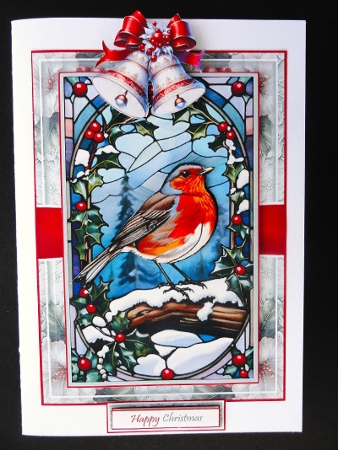 Robin Stained Glass Window With Set Of 4 Toppers by Valerie Spowart
