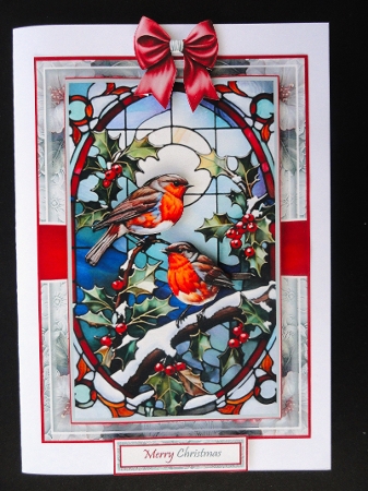 Robin Stained Glass Window With Set Of 4 Toppers by Valerie Spowart