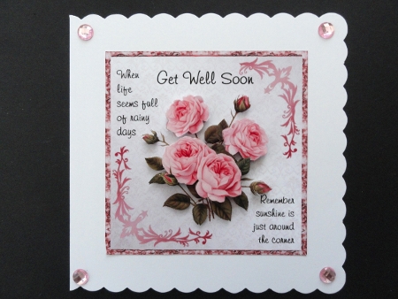 Get Well Soon 3 - 6x6 inch card front with decoupage   by Valerie Spowart