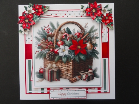 Festive Floral Basket With Set Of 4 Toppers by Valerie Spowart