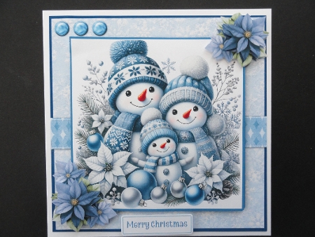 Cosy Snow Family 7.5 Inch Card Front and Insert No.3 by Valerie Spowart