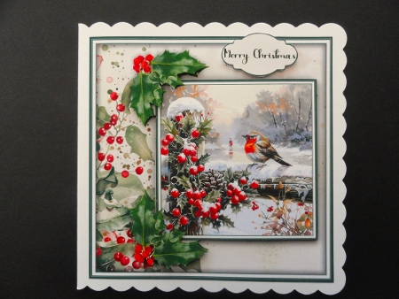 Festive Winter Robin 1 - Mini Kit 6x6  by Valerie Spowart