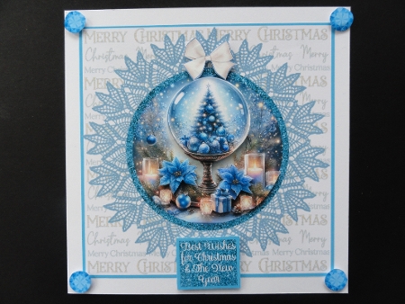 Blue Snowglobe 7 x 7 Card by Valerie Spowart