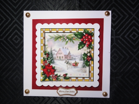 Country Christmas Horse Sleigh Card Front with Sentiment Labels – Winter Cottage Printable by Valerie Spowart