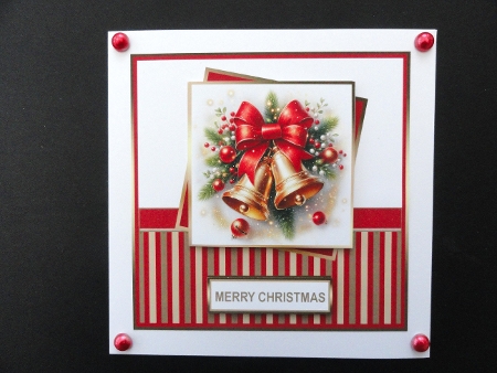 Red & Gold Christmas Bells Card Front by Valerie Spowart