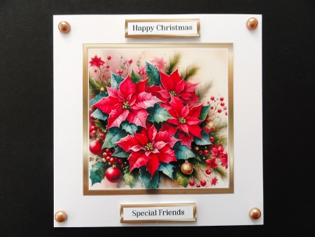 6X6 Red Christmas Poinsettia Toppers with Sentiments 1 & 2 by Valerie Spowart