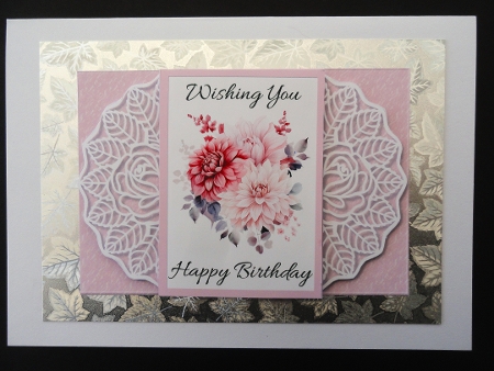 Pink Floral Layered Birthday Card by Valerie Spowart