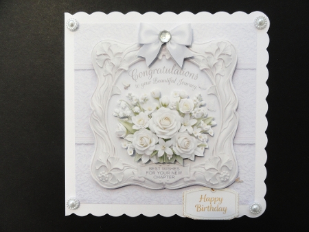 Elegant Ivory Rose Frame Card Topper – Luxury White Floral Design  by Valerie Spowart