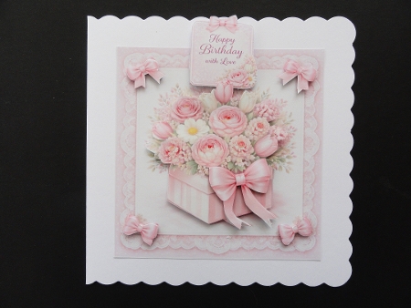 Floral Gift Box Card Kit – Pink Roses & Pastel Blossoms with Lace – Elegant All‑Occasion Printable by Valerie Spowart