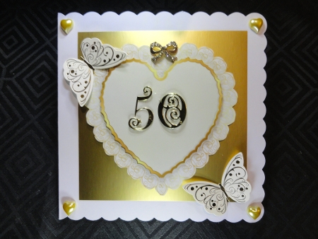 Gold Border heart Backgrounds-Candy floss by Valerie Spowart