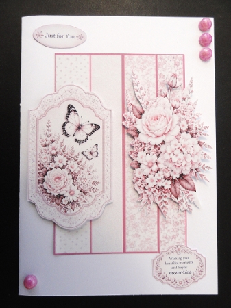 Pink Floral Serenity Topper – Roses & Butterfly Moments Card Front by Valerie Spowart
