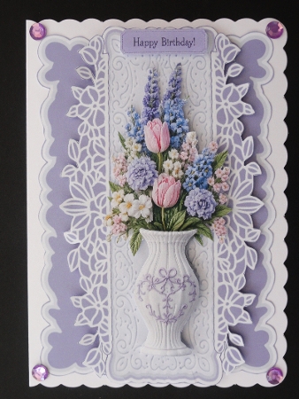 Elegant Lavender Floral Vase Celebrate Card Front by Valerie Spowart