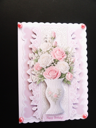 Elegant Pink & White Floral Vase With Love Card Front by Valerie Spowart