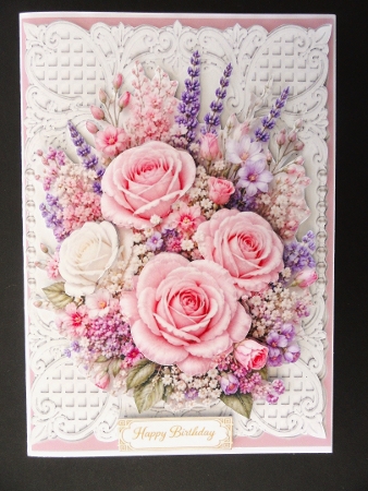 Pink & White Roses with Lavender 3D Floral Topper by Valerie Spowart