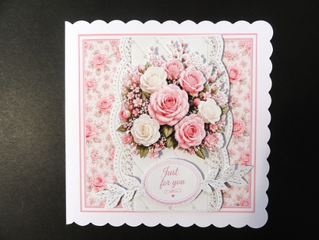 Rose Lace Just for You Floral Card Topper by Valerie Spowart