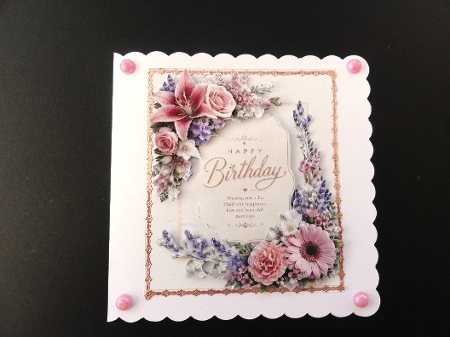 Elegant Pink Floral Birthday Topper with Gold Accents by Valerie Spowart