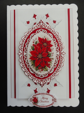 Elegant Poinsettia Christmas Floral Oval Topper 5x7 for Crafts by Valerie Spowart